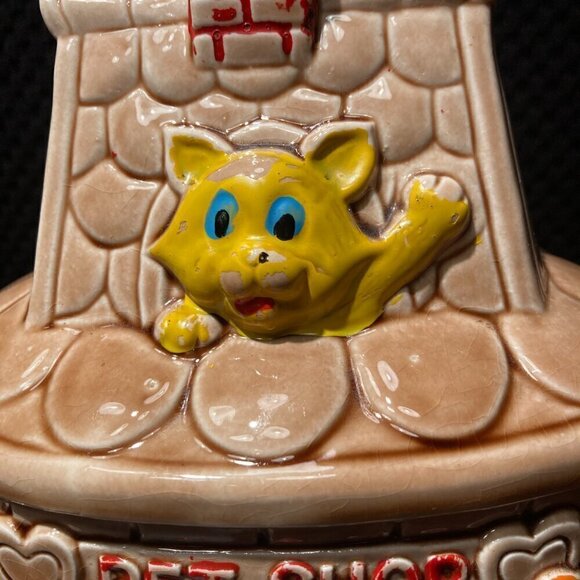 Vintage 1950’s Pet Shop Ceramic Cold Painted Cookie Jar - Woolco Toronto Canada - Picture 5 of 9
